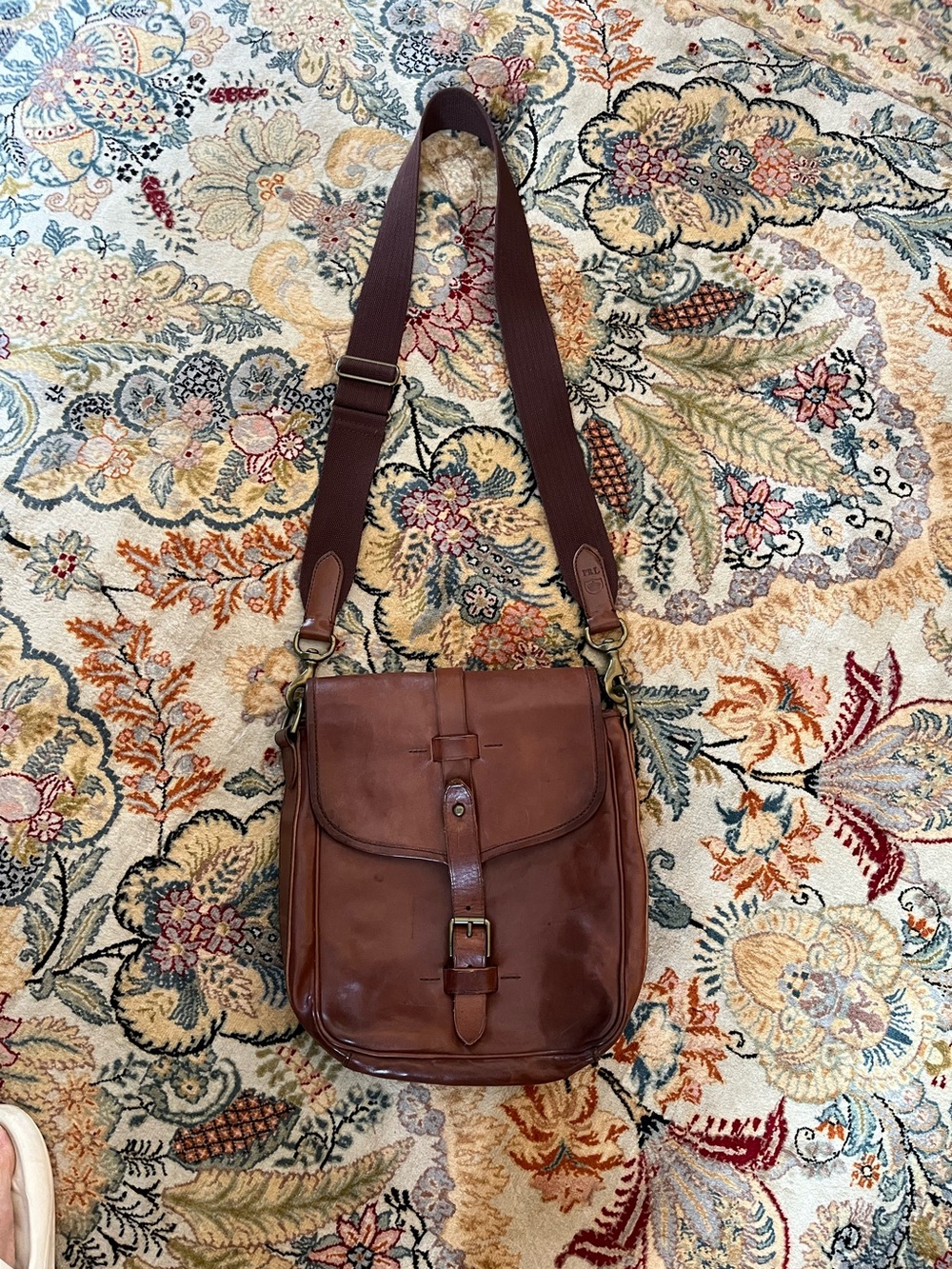 Classic Brown Leather Crossbody Bag - Polo Ralph Loren